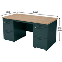 【在庫限り】コクヨ インベントデスク 両袖机 幅1400×奥行700×高さ700mm ラスティックミディアム/ブラック 1台