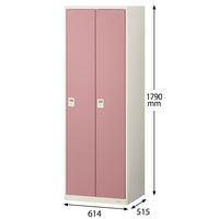 オカムラ VILLAGEロッカー 2連2人用 ダイヤル錠 ソフトコーラル 幅614×奥行515×高さ1790mm 1台組立式（取寄品）