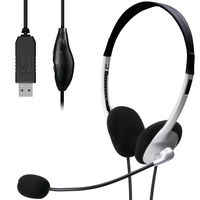 エレコム USBヘッドセットマイクロフォン/マイク搭載/両耳オーバーヘッド/1.8m/ HS-FBE01USV 1個（直送品）