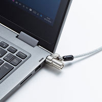 サンワサプライ 小型セキュリティスロット(NobleWedge)対応セキュリティワイヤー シルバー シリンダ錠/2m SLE-35S 1本（直送品）