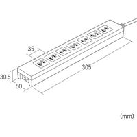 延長コード 電源タップ 2m 2P（ピン） 7個口 スイッチ ライトグレー TAP-F27-2KP サンワサプライ 1個
