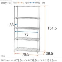 ルミナス ポール径19mm セット品 ライトタイプ スチールラック5段 幅795×奥行395×高さ1515mm IHU8015-5 1台（直送品）