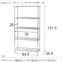 ルミナス ポール径19mm セット品 ライトタイプ スチールラック5段 幅845×奥行345×高さ1515mm IHT8515-5 1台（直送品）
