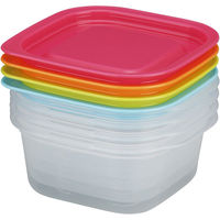 イノマタ化学 保存容器 楽ちんパックスクエア270mL 4色組 P/OR/G/BU 9811 24個（直送品）