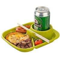 イノマタ化学 バーベキューディッシュ 角 グリーン 1421 20個（直送品）