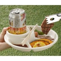 イノマタ化学 バーベキューディッシュ 丸 1セット(20個) アイボリー 1420（直送品）