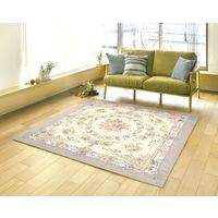 萩原 ゴブランシェニールラグ ブーケ 約幅1850×奥行1850mm ベージュ 240612804 1枚（直送品）