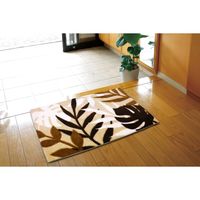 萩原 インテリアマット モンステラ 約幅450×奥行750mm ベージュ 270047804 1枚（直送品）