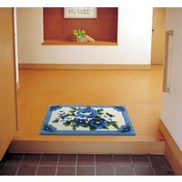 萩原 インテリアマット カレン 約幅550×奥行850mm ブルー 270048615 1枚（直送品）