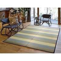 萩原 国産い草センターラグ（裏貼り） レーヴ 約幅1910×奥行2500mm ブルー 81938201 1枚（直送品）