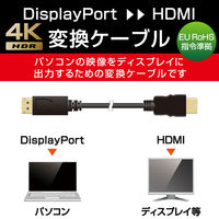 エレコム 変換ケーブル/DisplayPort-HDMI/2.0m/ブラック CAC-DPHDMI20BK 1個（直送品）