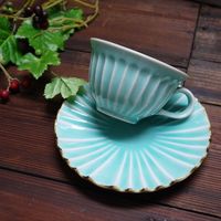 ブルーム 美濃焼 孔雀碗皿/ターコイズブルー/碗）径10.5×高6cm皿）15.5cm/日本 60702 1セット（3客：1客入×3箱）（直送品）