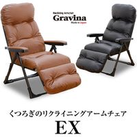 ファミリー・ライフ くつろぎのリクライニングアームチェアEX ブラック 0368110 1脚（直送品）