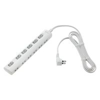 朝日電器 LEDランプ スイッチ付タップ6P2m横 WLS-LY62EB(W) 1個 62-8562-58（直送品）