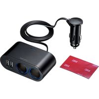 サンワサプライ USBチャージャー付2連ソケット(2ポート・4.8A) CAR-CHR78CU 1個（直送品）