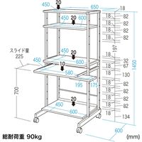サンワサプライ パソコンラック 幅650×奥行600×高さ1450mm ホワイト RAC-EC14N 1台（直送品）
