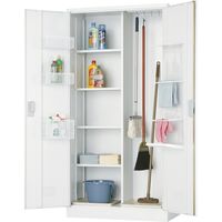 【車上渡し】アール・エフ・ヤマカワ 掃除用具入れ 両開き 幅880×奥行515×高さ1790mm ホワイトグレー 1台（直送品）