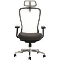 【軒先渡し】関家具 AiDen（アイデン） A04-L オットマン オフィスチェア ホワイト×グレー×ブラック 351183 1脚（直送品）