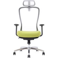 【軒先渡し】関家具 AiDen（アイデン） A04-L オットマン オフィスチェア ホワイト×グリーン×グレー 351187 1脚（直送品）