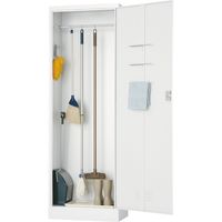 【車上渡し】アール・エフ・ヤマカワ 掃除用具入れ 片開き 幅600×奥行400×高さ1790mm ホワイトグレー 1台（直送品）