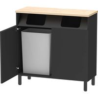 【車上渡し】アール・エフ・ヤマカワ 収納カウンター ダストBOXタイプ 幅1000×奥行400×高さ1000mm ナチュラル×ブラック 1台（直送品）