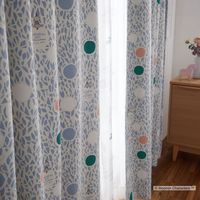 スミノエ MOOMIN セミオーダー カーテン カラーサークル 1900×1000mm ブルー 1セット(2枚入)（直送品）