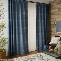 スミノエ MOOMIN セミオーダー カーテン デニムボーダー 2200×1550mm ブルー 1セット(2枚入)（直送品）