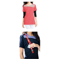 フォーク レディススクラブ HI702 ネイビー×ピンク S 4589989535797 1枚　スクラブ（直送品）