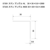 スリーナイン島野 ステン アングル #600 30x30x0.8x2000 7335 1本（直送品）