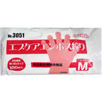 エブノ No.3051 食品加工用 エブケアエンボス絞り半透明 Mサイズ 袋入 1セット(100枚×30袋)
