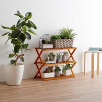 ベストコ 収納 木製 インテリア ラック フォールディング ラック 3段 ライトブラウン ND-6943 ハンディ（直送品）