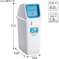 テラモト エコ分別カラーペールW65 もえないゴミ プッシュ 青 (本体・蓋セット) DS9863860 1台