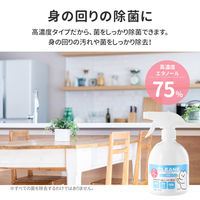 アルコール除菌スプレー 高濃度エタノール75％ スプレーノズル 噴霧ノズル 2WAY 500ml ＋Life プラスライフ（直送品）