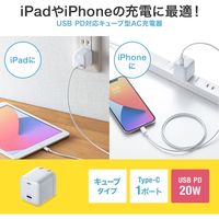 サンワサプライ USB PD対応キューブ型AC充電器（PD20W） ACA-PD89W 1個