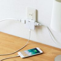 延長コード 電源タップ 2P（ピン） 2個口 USB充電ポート搭載 ホワイト TAP-B104UN サンワサプライ 1個