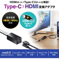サンワサプライ USB Type-Cハブ付き HDMI変換アダプタ USB-3TCH34BK 1個