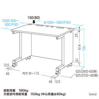 サンワサプライ eデスク（Wタイプ） 幅1800×奥行500×高さ700mm ED-WK18050N 1台（直送品）