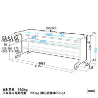 サンワサプライ GEデスク 幅1800×奥行700×高さ700mm GE-1871 1台（直送品）