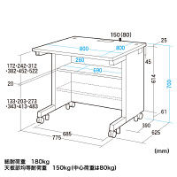サンワサプライ GEデスク 幅800×奥行800×高さ700mm GE-881 1台（直送品）