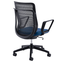 【組立設置込】内田洋行 UCHIDA（ウチダ） AJチェア R肘付き 背ブラックメッシュ 座ブルー AJA-330BN 1脚（3梱包）（直送品）