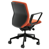 【組立設置込】内田洋行UCHIDA（ウチダ） KRENE クレネチェア R肘付き コーラルオレンジ ブラックシェル KRA-130BC 1脚（4梱包）（直送品）