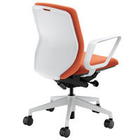 【組立設置込】内田洋行UCHIDA（ウチダ） KRENE クレネチェア R肘付き コーラルオレンジ ホワイトシェル KRA-130WC 1脚（4梱包）（直送品）