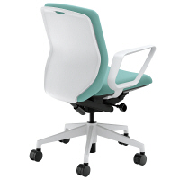 【組立設置込】内田洋行 UCHIDA（ウチダ） KRENE クレネチェア R肘付き アクアブルー ホワイトシェル KRA-130WC 1脚（4梱包）（直送品）