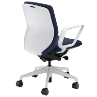 【組立設置込】内田洋行 UCHIDA（ウチダ） KRENE クレネチェア R肘付き ダークブルー ホワイトシェル KRA-130WC 1脚（4梱包）（直送品）