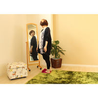 【軒先渡し】ヤマソロ キャスター付5ミリ面取りミラー ナチュラル 幅490×奥行380×高さ1540mm 1台（直送品）