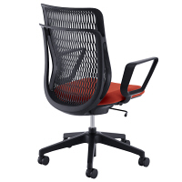 【組立設置込】内田洋行 UCHIDA（ウチダ） AJチェア R肘付き 背ブラックメッシュ 座テラコッタ AJA-330BN 1脚（3梱包）（直送品）