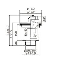 サヌキ 洗濯機排トラップ 排水パイプ 縦排水 ABS BT-T 1個 64-5242-09（直送品）