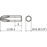 近江精機 近江 六角6.35差込アダプター用 +3 全長25.4 V27-3-25.4 1セット(10本) 409-8767（直送品）