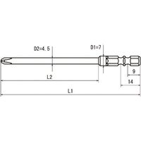 近江精機 近江 六角6.35 溝9、13兼用差込 +2 全長75 段付φ4.5x45 V32-2-75-4.5 1セット(10本)（直送品）