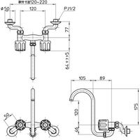 SANEI ツーバルブ混合栓 K1310-W 1台 472-8019（直送品）